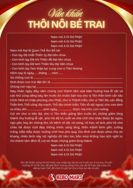 Văn khấn lễ cúng thôi nôi bé trai thể hiện lòng thành kính