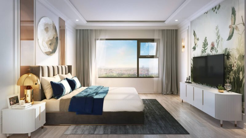 Phòng ngủ với nội thất xanh ngọc mang lại giấc ngủ ngon cho nữ Đinh Mão 1987