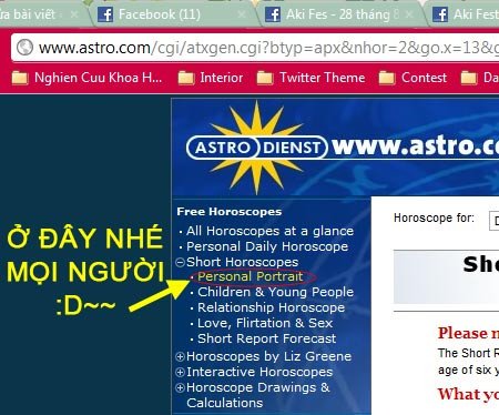 Menu lựa chọn để diễn giải miễn phí biểu đồ sao và vị trí Venus cung hoàng đạo.