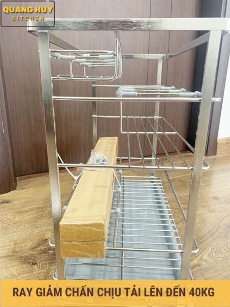 Ray giảm chấn chịu tải trọng lớn của kệ gia vị tủ bếp dưới