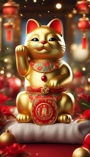 Hình nền mèo thần tài cute thu hút vận may cho tuổi Tỵ
