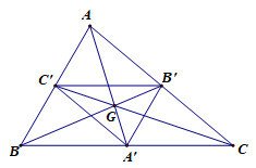 Ví dụ về phép vị tự biến tam giác trung điểm