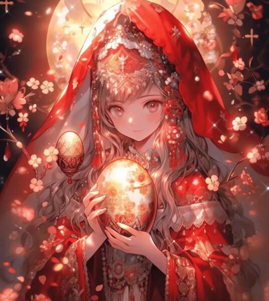 Cô gái anime đại diện Thiên Bình với trang phục nhẹ nhàng, toát lên vẻ hài hòa