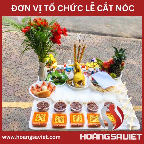 Mâm cúng lễ đổ mái đơn giản nhưng đủ đầy