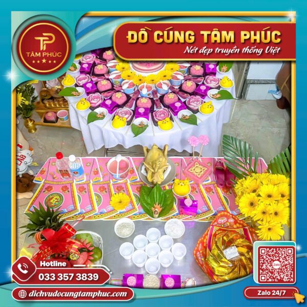 Mâm cúng đơm lẻ cho bà bầu với đầy đủ lễ vật
