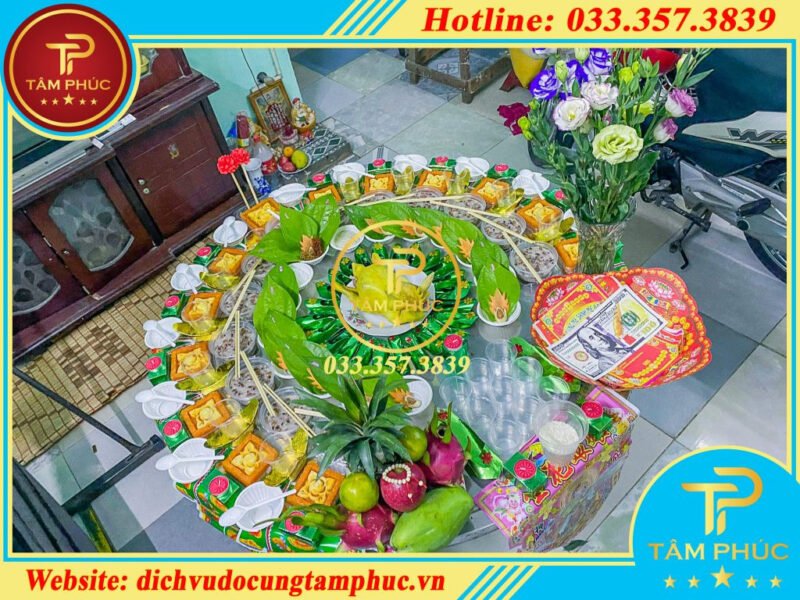 Mâm lễ vật cúng căn cho bé trai 9 tuổi chuẩn bị tại miền Nam