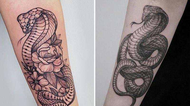 Hình xăm rắn hổ mang thể hiện sự can đảm