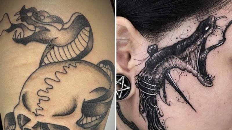 Hình xăm rắn mặt quỷ giúp trừ gian diệt ác