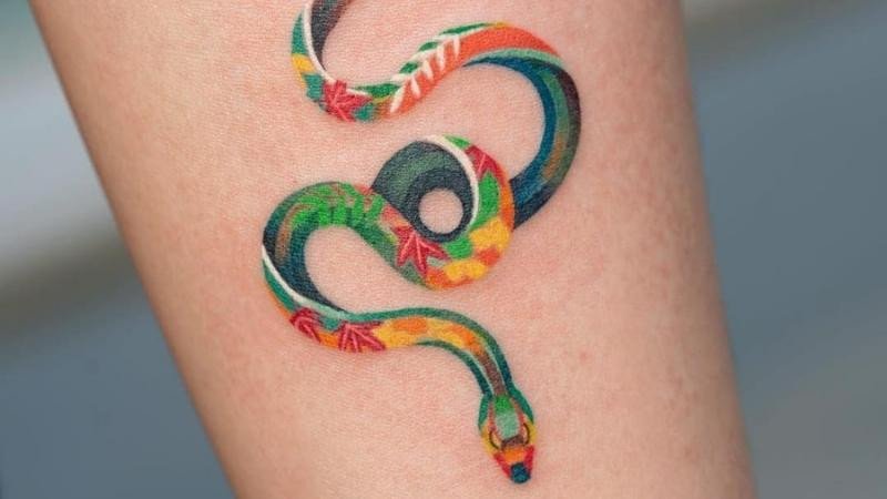Hình xăm rắn mini nhiều màu sắc
