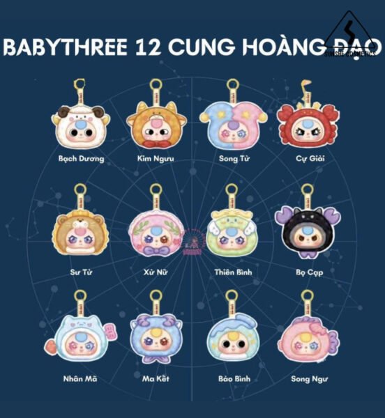 Các Baby Three 12 cung hoàng đạo được trưng bày trong hộp mù