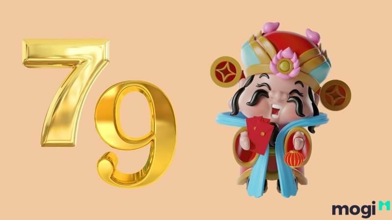 Hình ảnh ông Thần Tài và tiền vàng, biểu tượng cho ý nghĩa Thần Tài Lớn của số 79