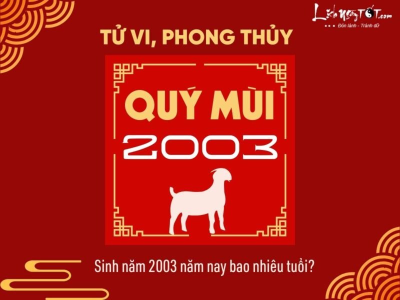 Người tuổi Quý Mùi 2003 cầm tinh con Dê, thể hiện sự hiền lành và tinh tế, gắn liền với bản mệnh Dương Liễu Mộc.