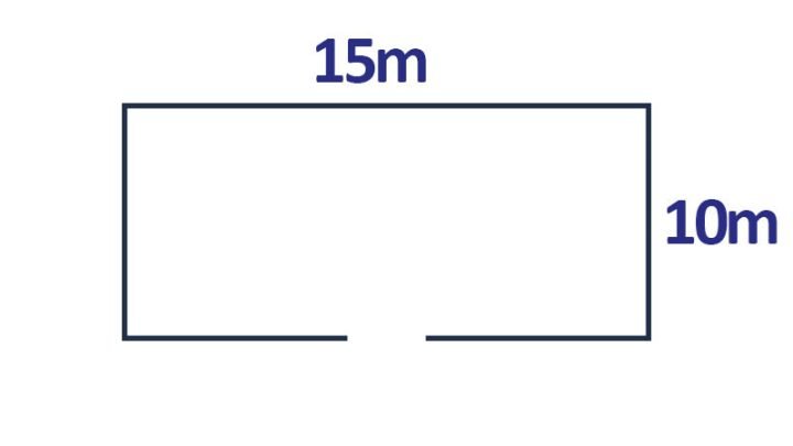 Sơ đồ một khu vườn hình chữ nhật có cổng và hàng rào