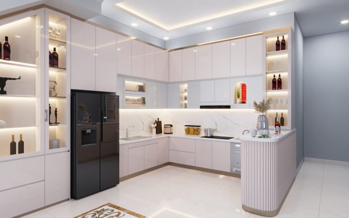 Thiết kế phòng bếp hiện đại hướng về phía Nam trong ngôi nhà Tây Bắc