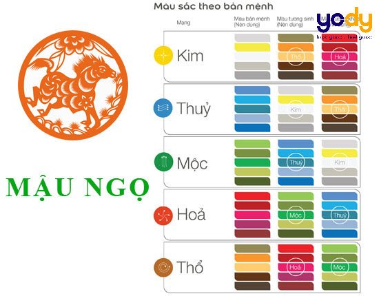 Bảng màu sắc hợp và kỵ theo phong thủy cho người tuổi Mậu Ngọ để thu hút vận may