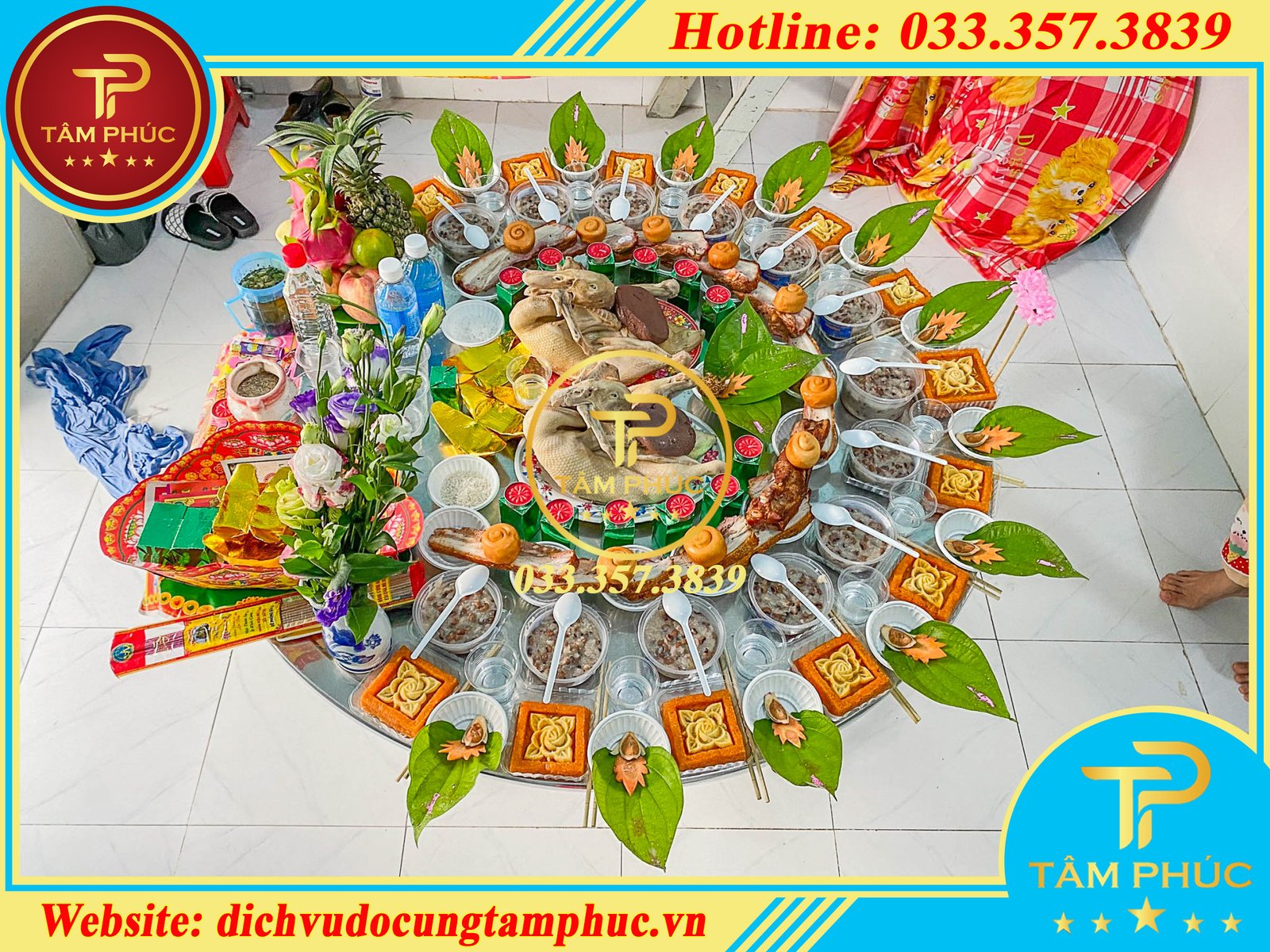 Mâm lễ vật cúng 12 Bà Mụ truyền thống trong lễ đầy tháng