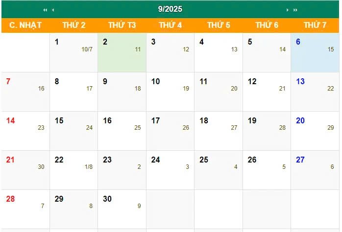 Tổng quan về ngày tốt tháng 9 theo lịch vạn sự
