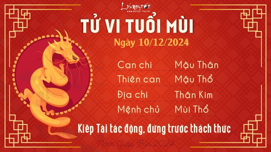 Tử vi tuổi Mùi ngày 10 tháng 12