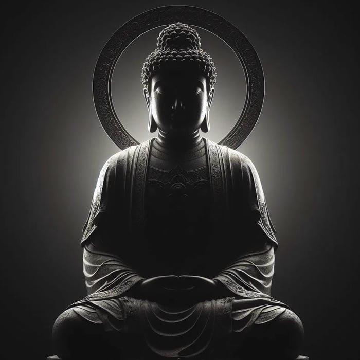 ảnh Đức Phật ngồi bên hồ nước