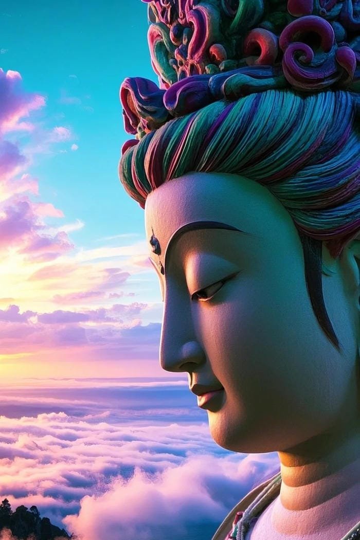 ảnh Phật Quan Âm nghệ thuật màu