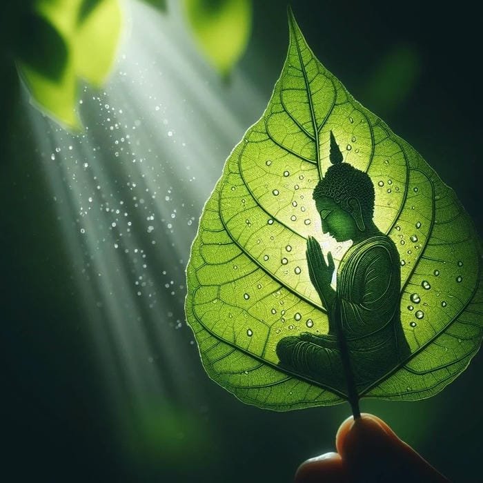 ảnh Phật lá bồ đề ánh sáng nhẹ