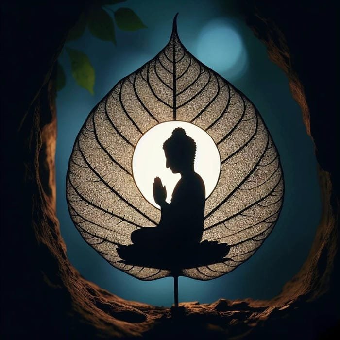 ảnh Phật lá bồ đề màu vàng