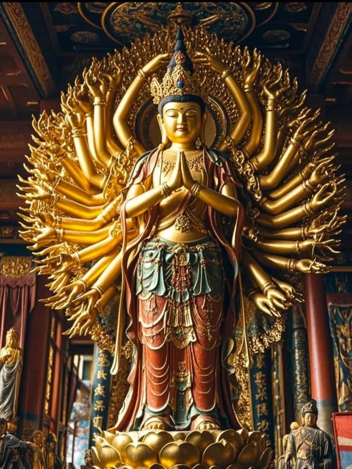 ảnh Phật nghìn tay ánh sáng vàng