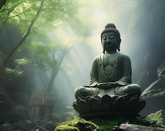 ảnh Phật ngồi thiền dưới bồ đề cổ xưa