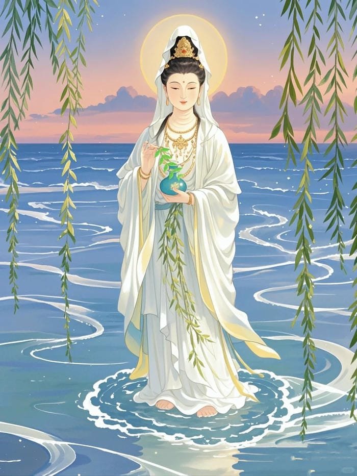 ảnh Quan Âm Bồ Tát lễ Phật
