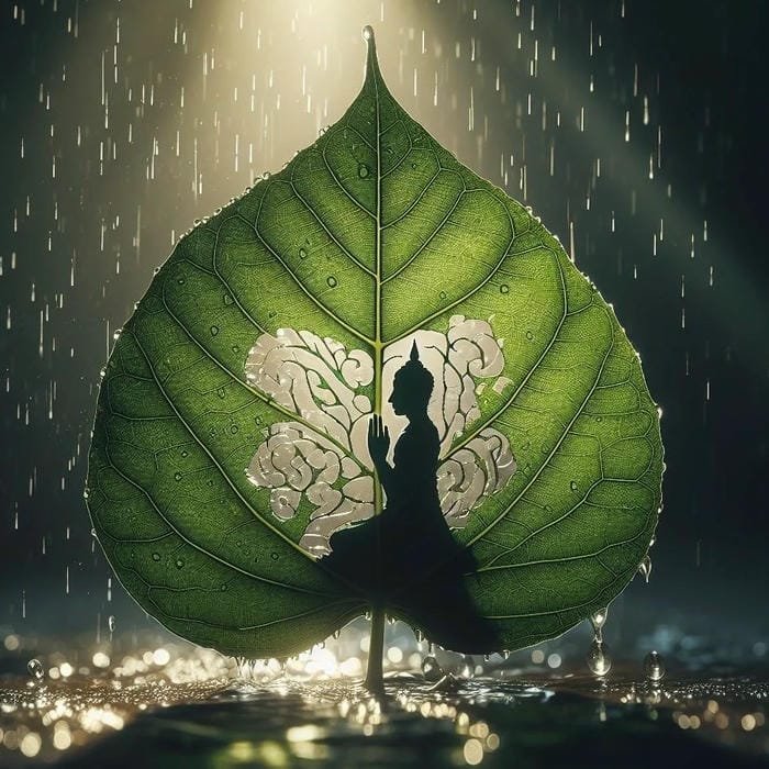 ảnh lá bồ đề thiêng có hình Phật