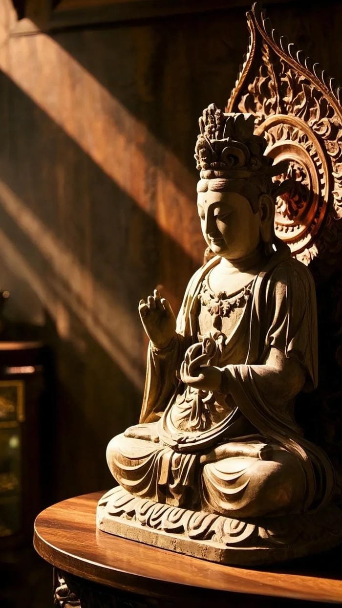 ảnh tượng Phật ngồi trong chùa