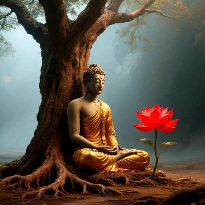 ảnh tượng Phật và lá bồ đề