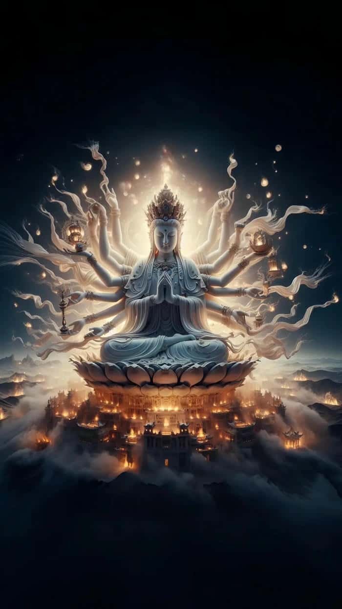 hình Phật nghìn tay buổi sáng