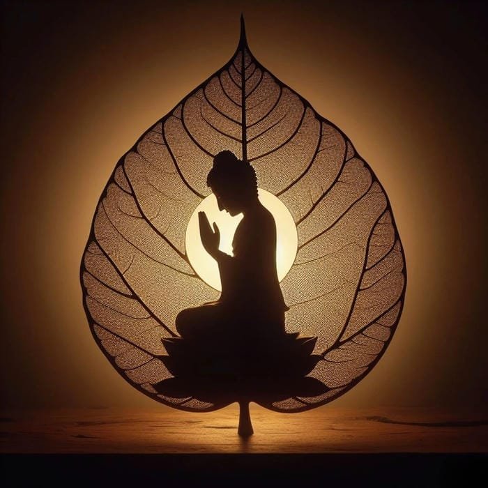 hình lá bồ đề chứa hình Phật