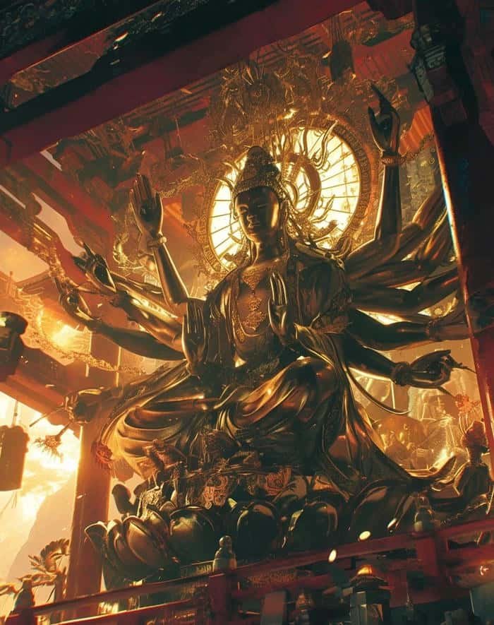 hình tượng Phật nghìn tay bằng vàng