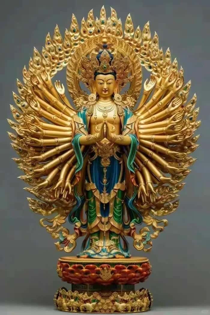 hình tượng Phật nghìn tay đá trắng