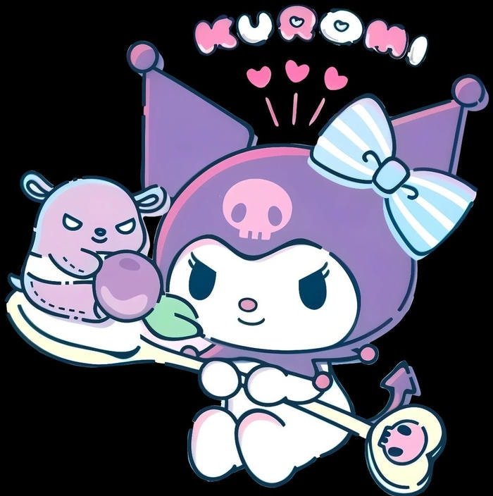 nhãn dán Kuromi mặt cười