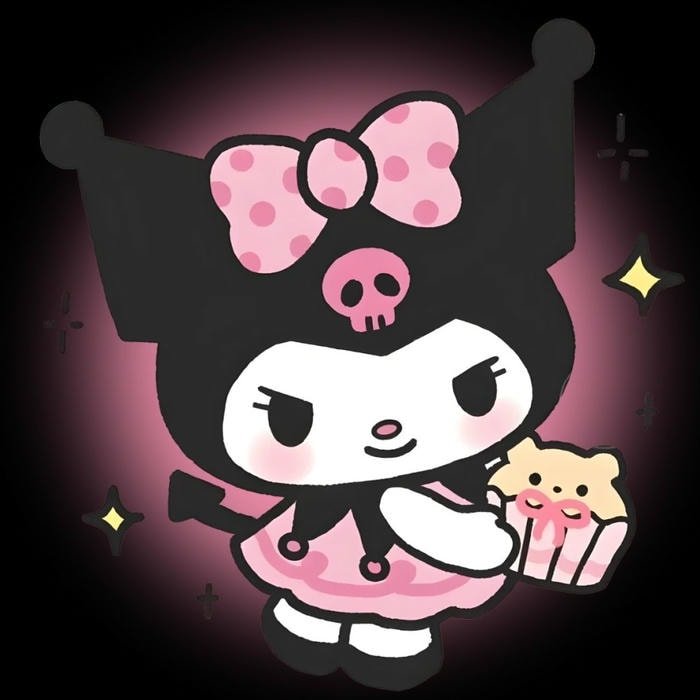 sticker Kuromi đen hồng