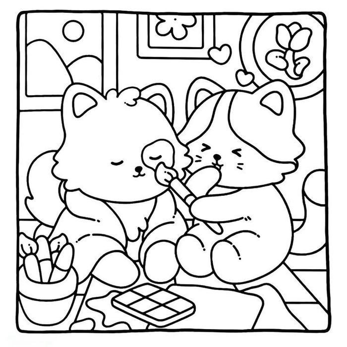 tô màu con mèo dễ thương cho bé
