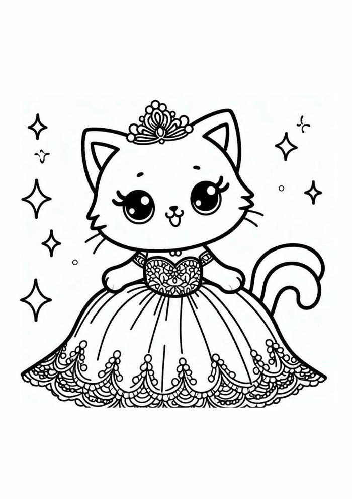tô màu con mèo dễ thương đẹp