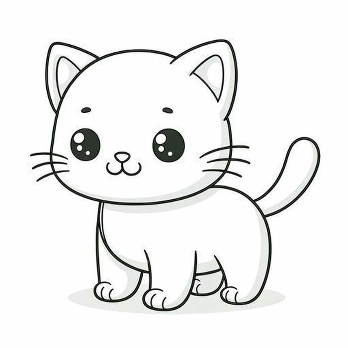 tô màu con mèo dễ thương đơn giản