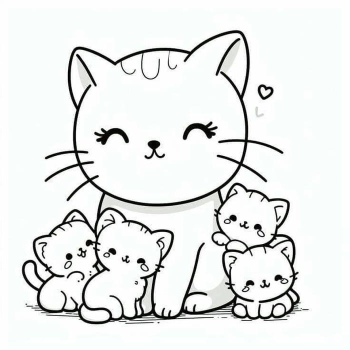 tô màu tranh mèo vàng đáng yêu dễ