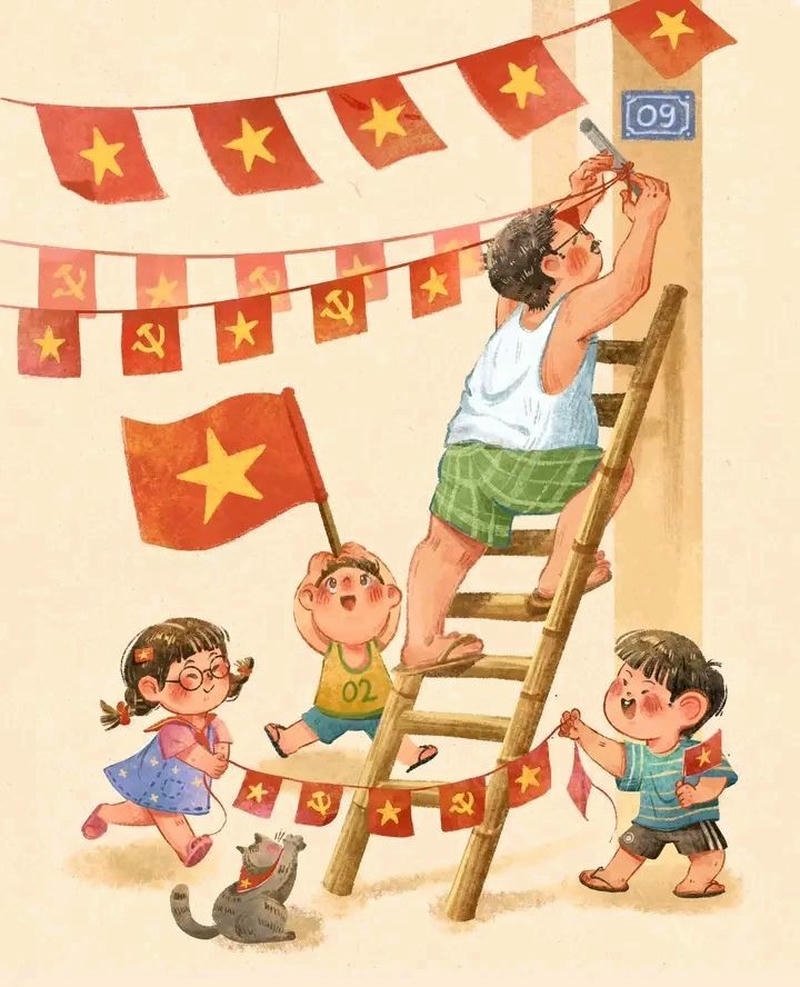 Ảnh tranh vẽ em yêu tổ quốc Việt Nam phong cách