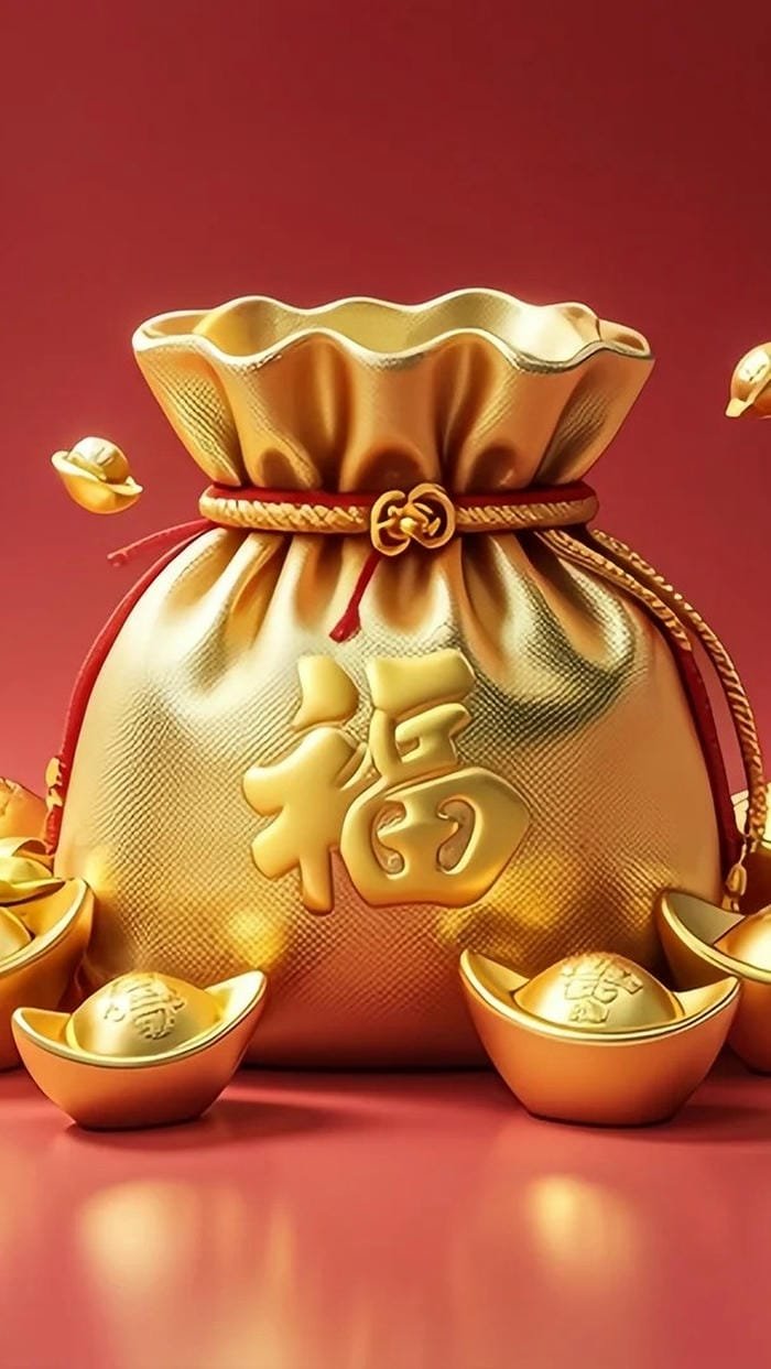 Hình nền phong thủy túi tiền phát sáng