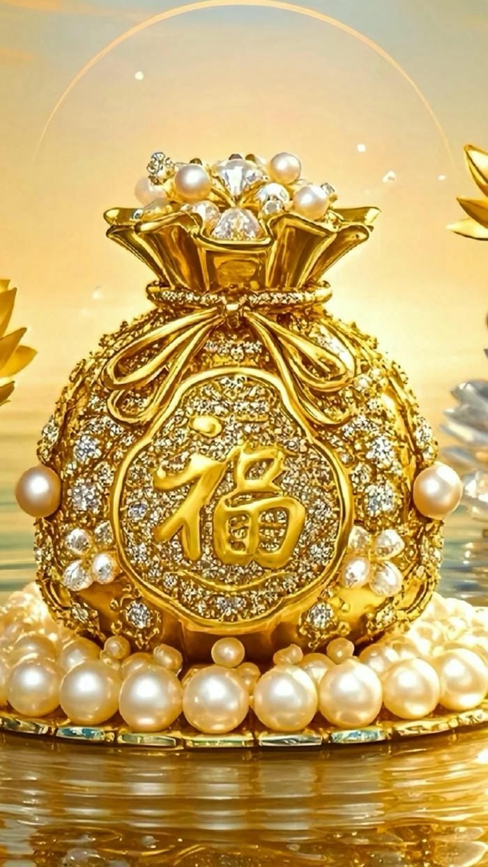 Hình nền phong thủy túi tiền và vàng