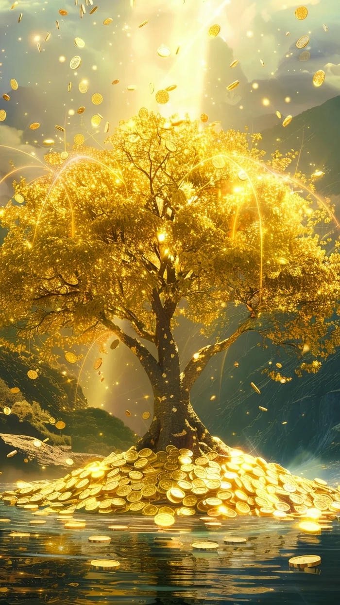 Hình nền tiền vàng cho điện thoại may mắn