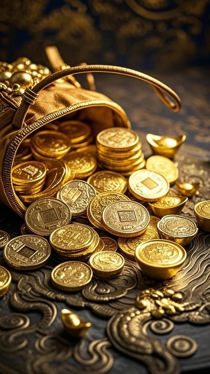 Hình nền túi tiền vàng tài lộc dồi dào