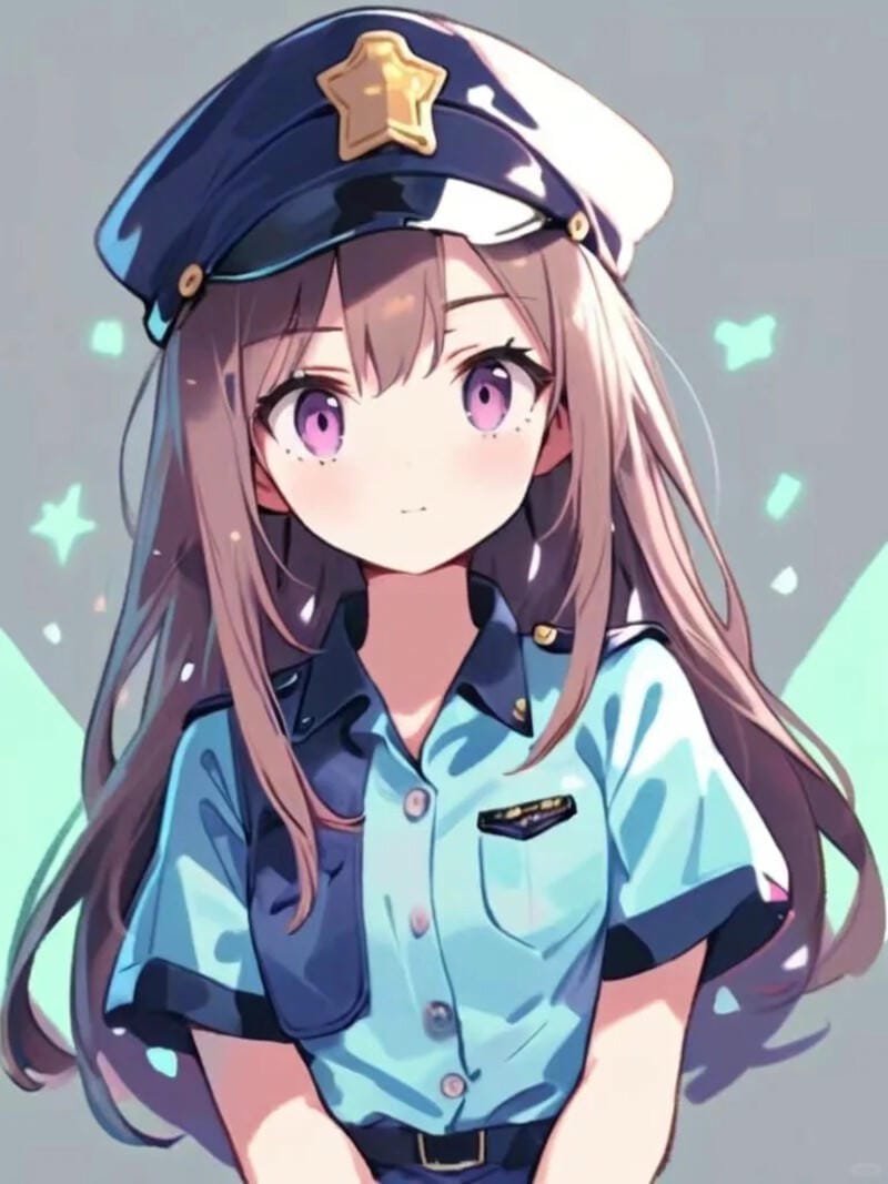 ảnh chibi công an nữ đang làm nhiệm vụ