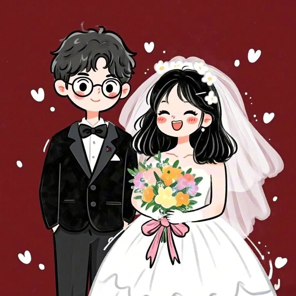 ảnh chibi couple trong lễ cưới