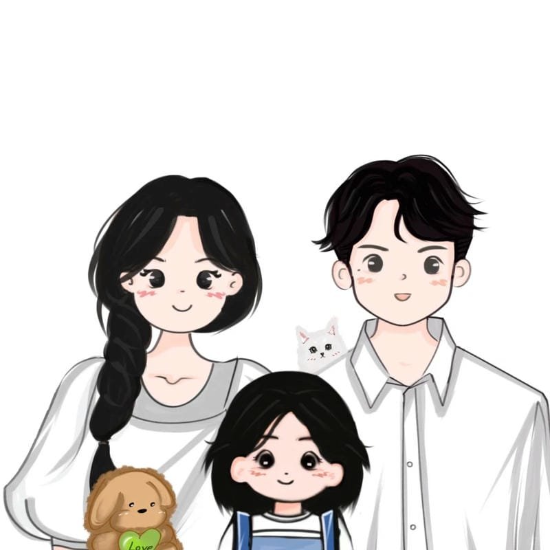 ảnh chibi gia đình sum vầy